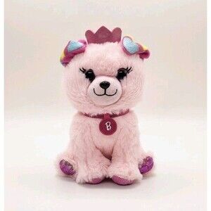 Barbie Loves Pets Pink Princess Puppy Dog 7" Plush Crown Rainbow Ears Just Play